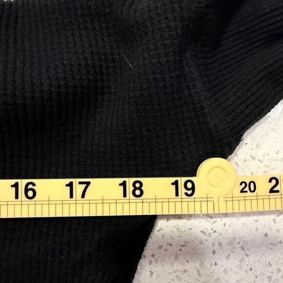 Abercrombie Fitch Black Waffle Knit Thermal Hoodie Women S Long Sleeve Lounge - Picture 7 of 8